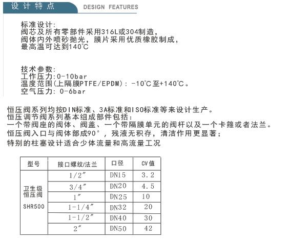 SHR500卫生级恒压阀